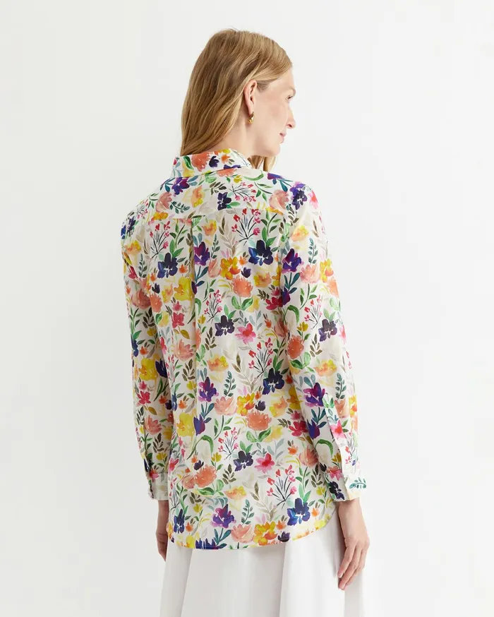 Women Sportscraft Shirts Lou Cotton Silk Shirt White Multi