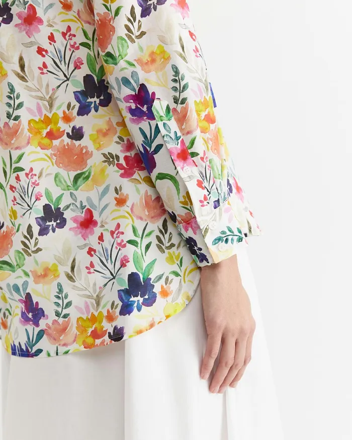 Women Sportscraft Shirts Lou Cotton Silk Shirt White Multi