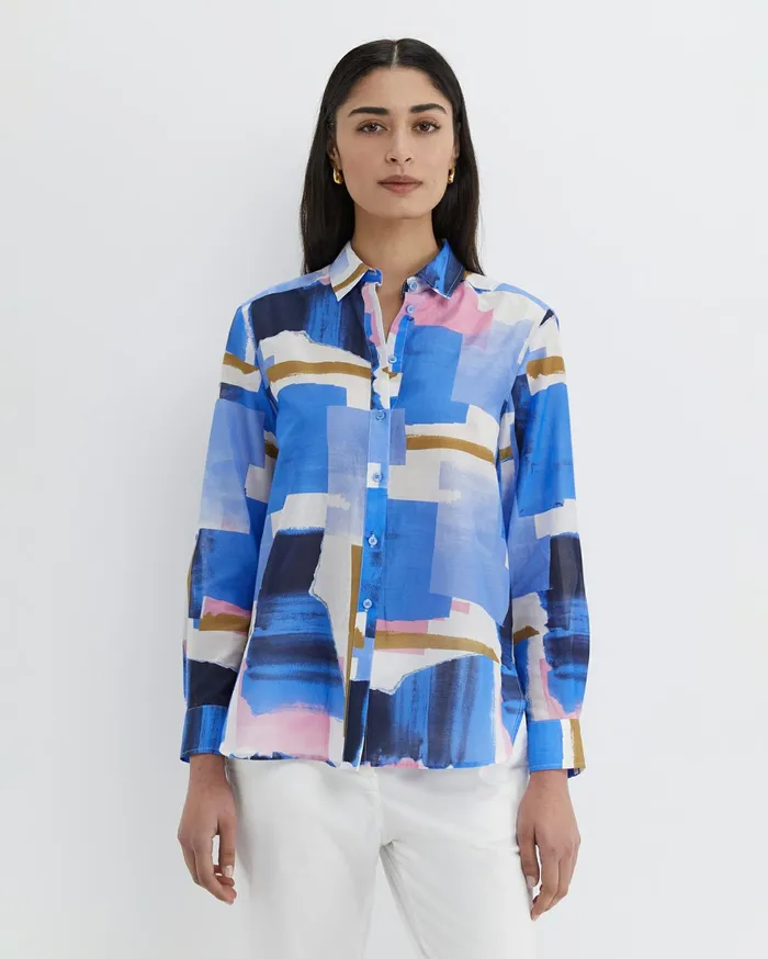 Women Sportscraft Shirts Martine Cotton Silk Shirt Multi
