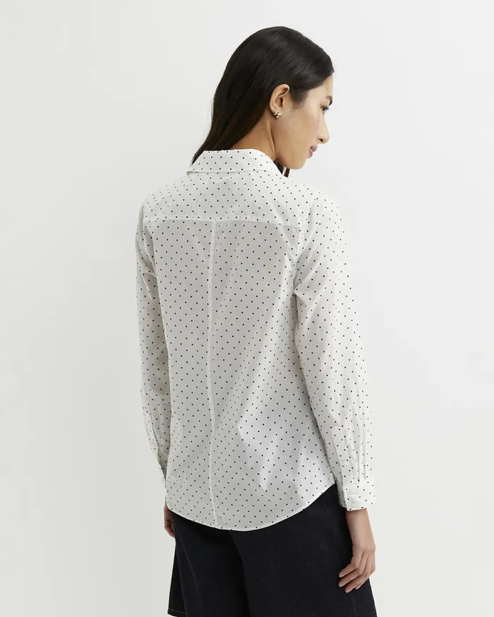 Women Sportscraft Shirts Spot Long Sleeve Lily Voile Shirt Whitenavy