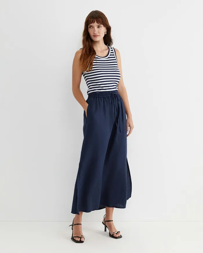 Women Sportscraft Tops and Tees Julia Stripe Rib Tank Whitenavy