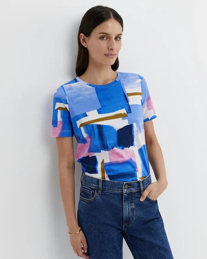 Women Sportscraft Tops and Tees Martine Mercerised Tee Blue Multi