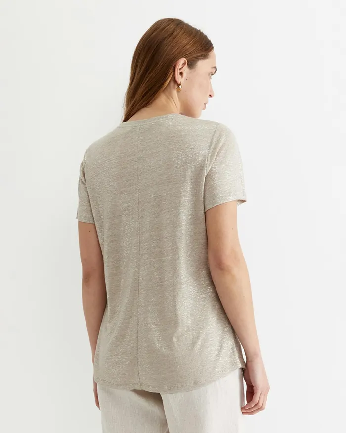 Women Sportscraft Tops and Tees Tonia Foil Linen Tee Champagne