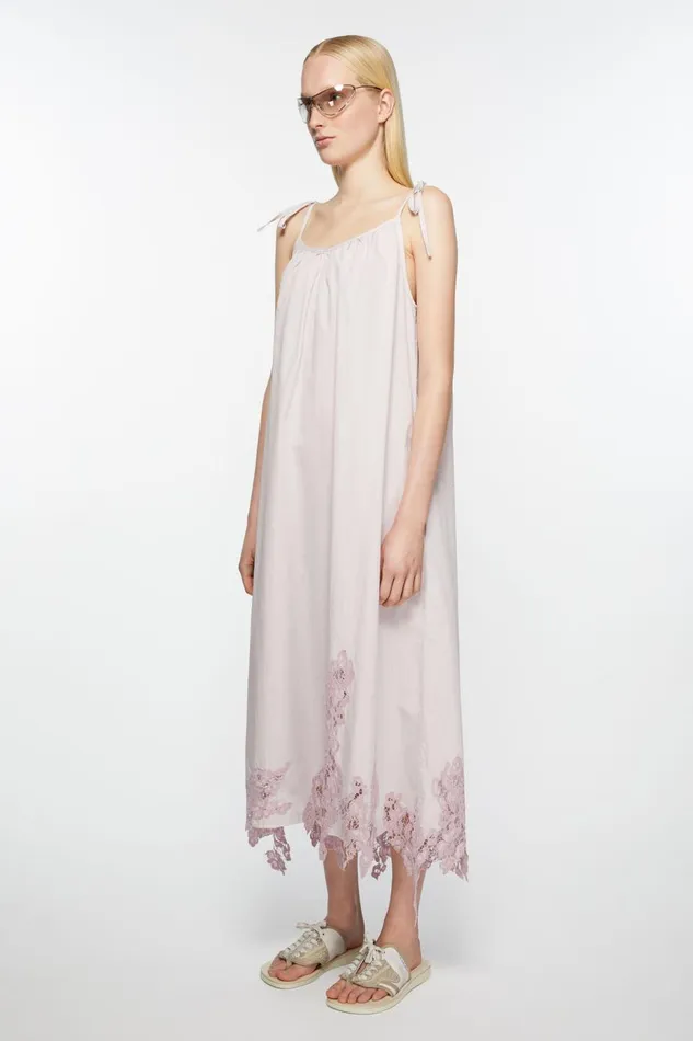 Women Strap Lace Dress Light Lilac Purple Acne Studios Dresses