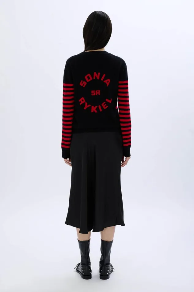 Women Striped Woolen Cardigan Blackred Multi Sonia Rykiel Cardigans
