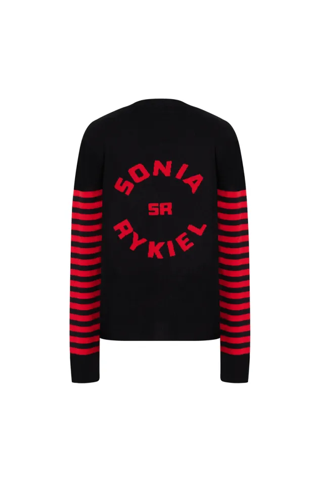 Women Striped Woolen Cardigan Blackred Multi Sonia Rykiel Cardigans