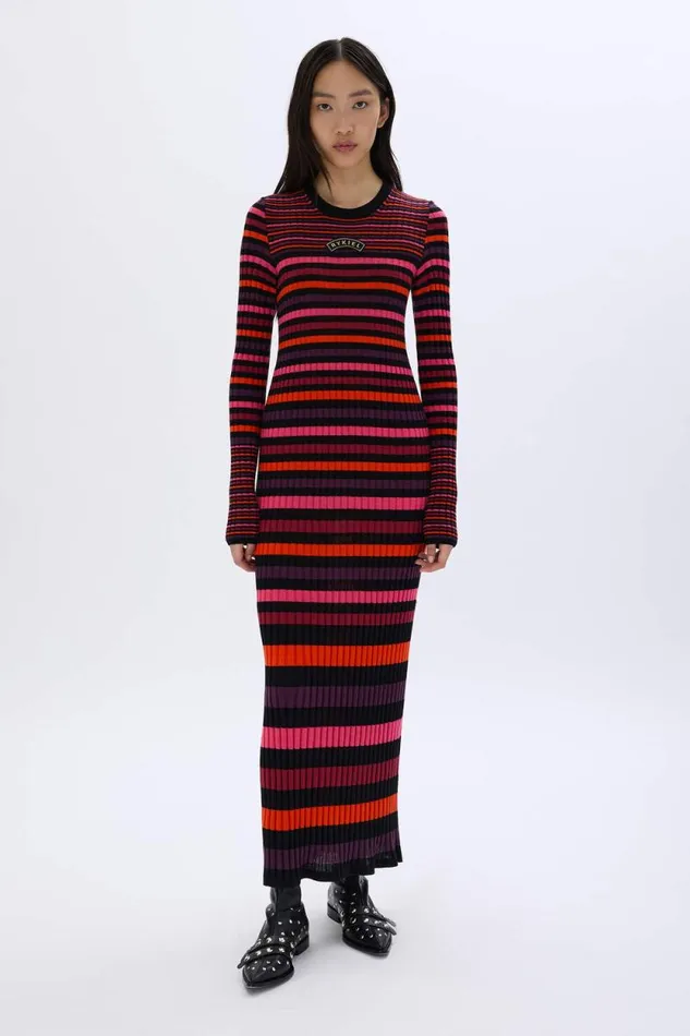 Women Striped Woolen Dress Striped Multico Multi Sonia Rykiel Long Dresses