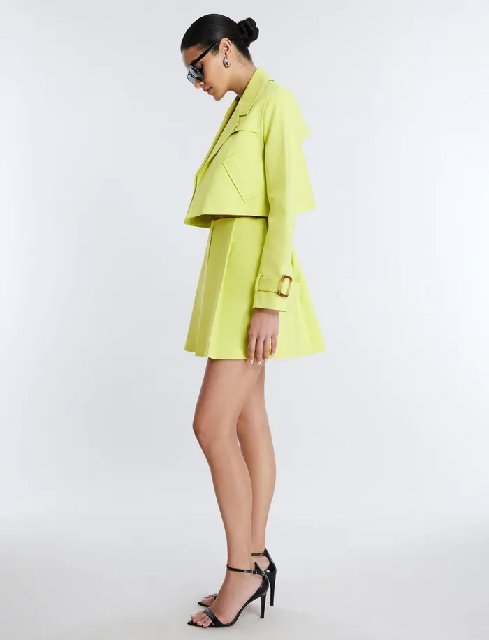 Women Suiting BCBG Cropped Trench Jacket Yellow Plum