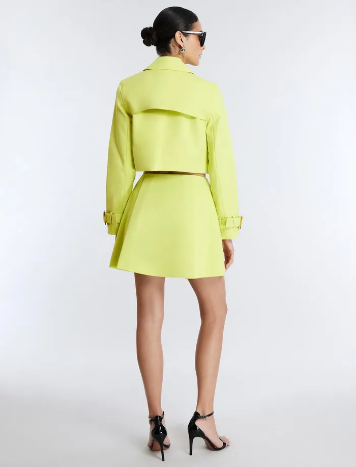 Women Suiting BCBG Cropped Trench Jacket Yellow Plum