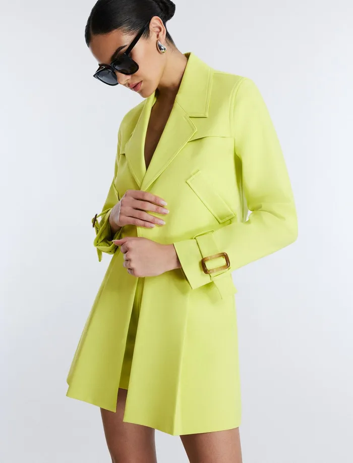 Women Suiting BCBG Cropped Trench Jacket Yellow Plum