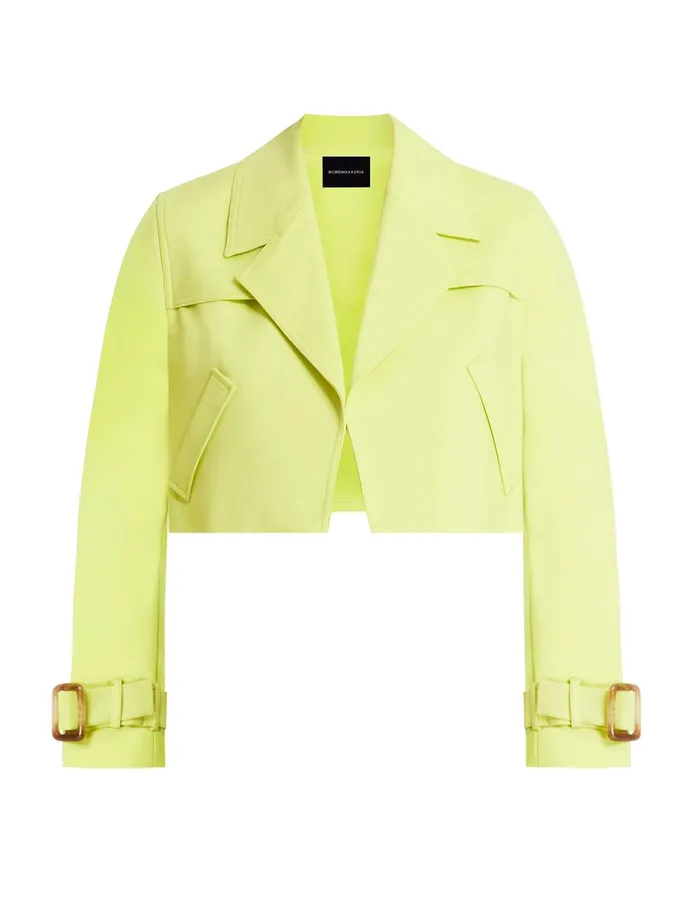 Women Suiting BCBG Cropped Trench Jacket Yellow Plum