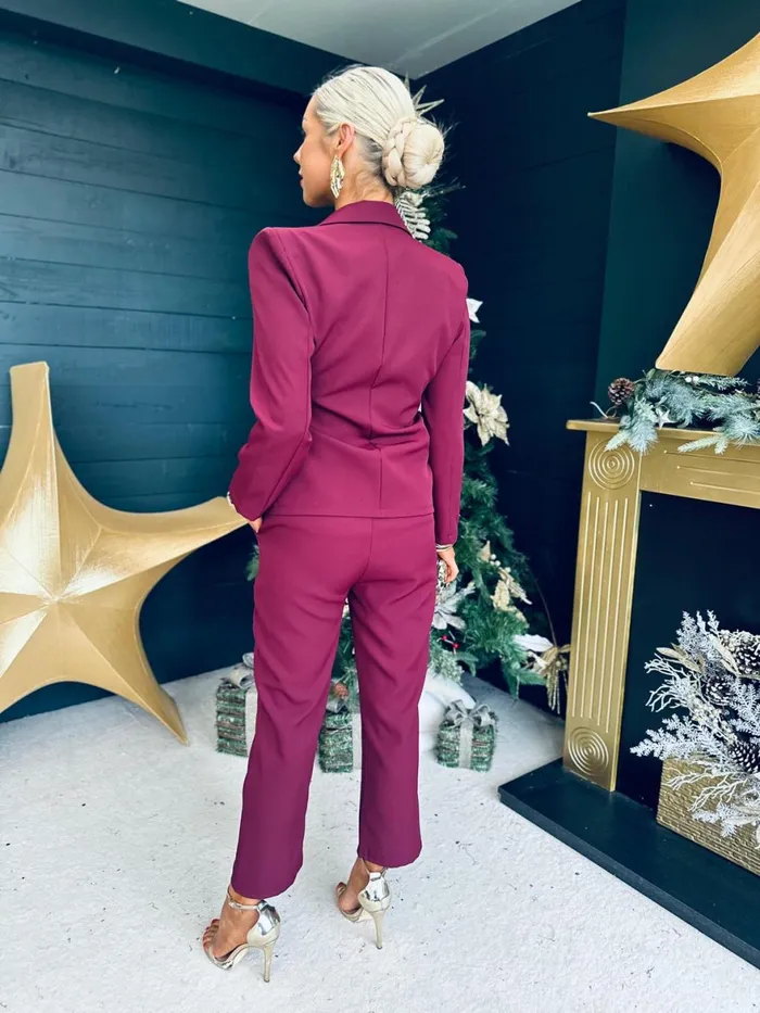 Women Suits and Blazers Canella Lane Frankie Tie Detail Suit Burgundy