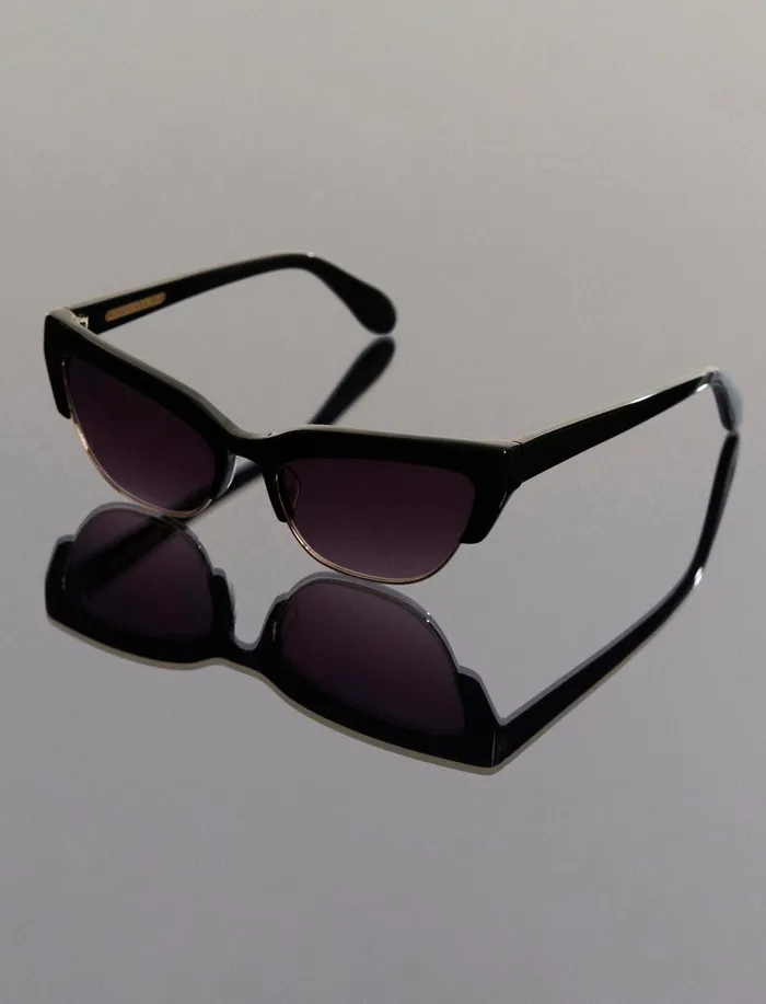 Women Sunglasses BCBG Black Retro Kitten Sunglasses Shiny Black Shiny Gold