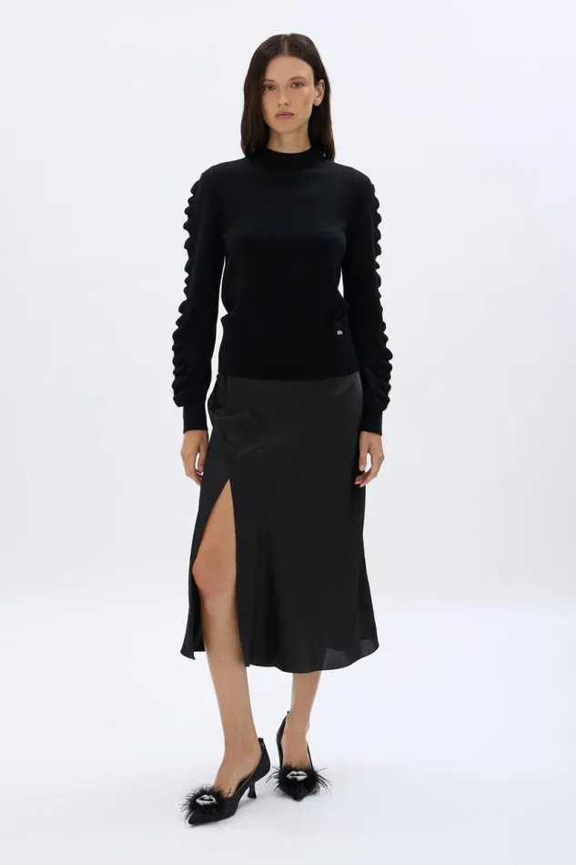 Women Sweater With Ruffle Detail Black Black Sonia Rykiel Sweaters