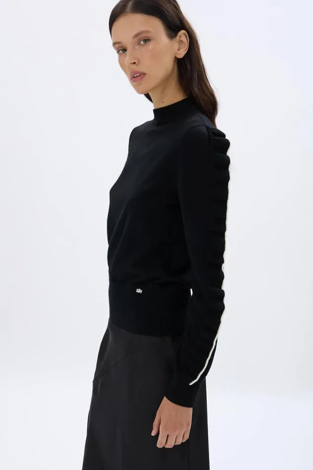 Women Sweater With Ruffle Detail Black Black Sonia Rykiel Sweaters