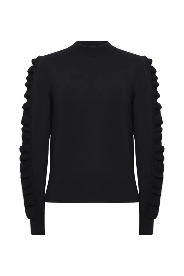 Women Sweater With Ruffle Detail Black Black Sonia Rykiel Sweaters