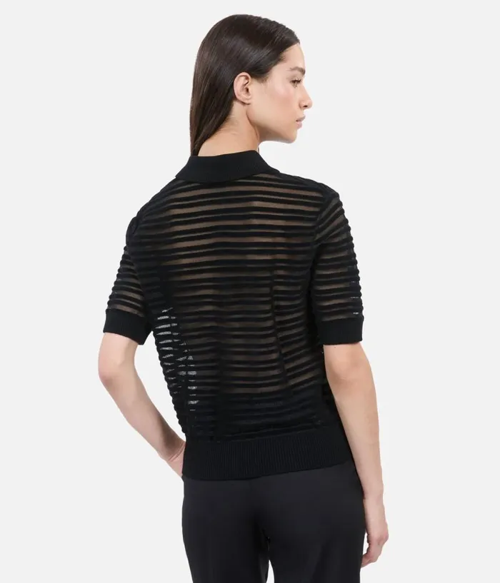 Women Sweaters THE KOOPLES Black Mesh Polo Tshirt Women Sweaters THE KOOPLES Black Mesh Polo Tshirt