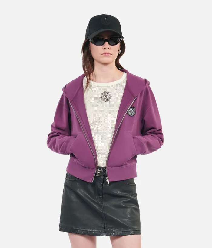 Women Sweatshirts THE KOOPLES Purple Blazon Hoodie Women Sweatshirts THE KOOPLES Purple Blazon Hoodie