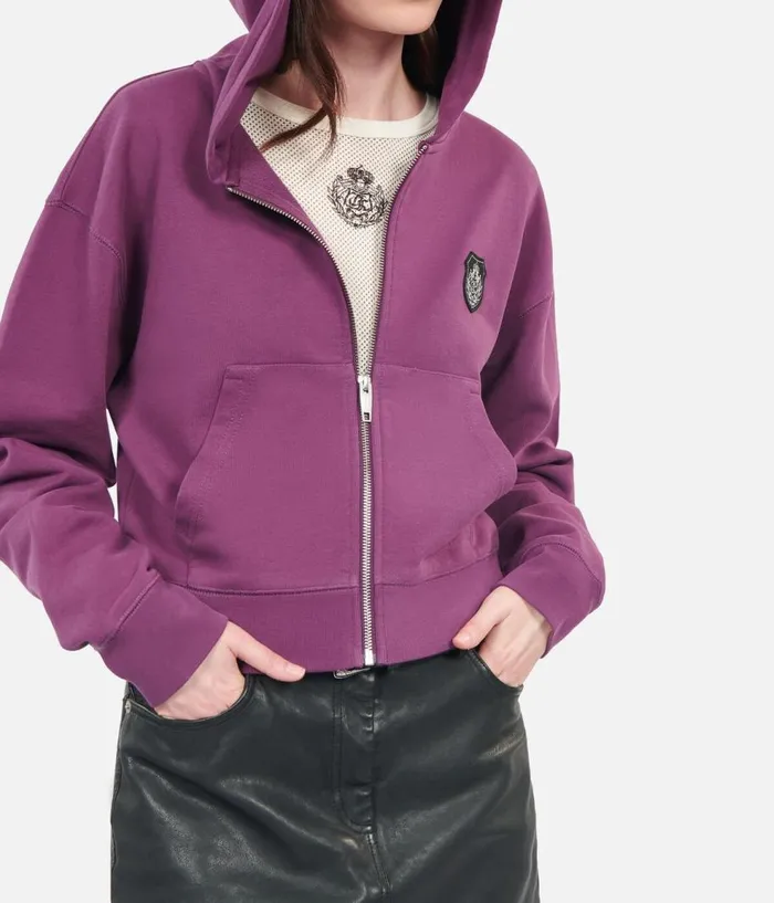 Women Sweatshirts THE KOOPLES Purple Blazon Hoodie Women Sweatshirts THE KOOPLES Purple Blazon Hoodie