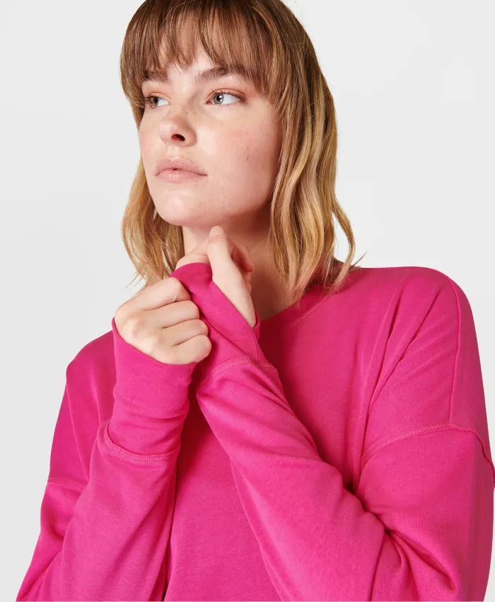 Women Sweaty Betty After Class Longline Sweatshirt Punk Pink Jumpers Hoodies