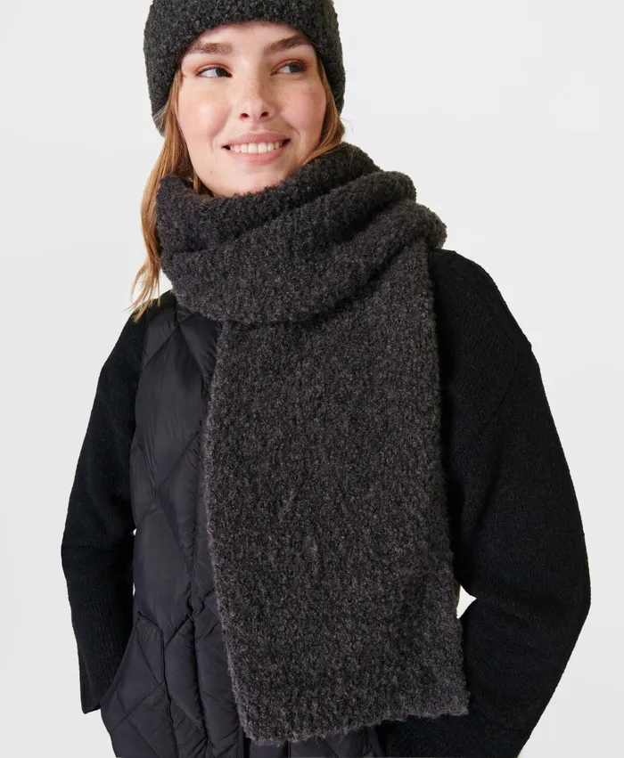 Women Sweaty Betty Boucle Knit Scarf Urban Grey Hats Scarves Gloves