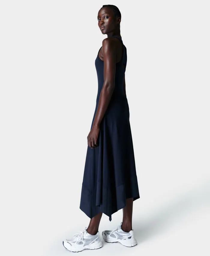 Women Sweaty Betty Drift Racer Dress French Navy Blue Dresses and Jumpsuits