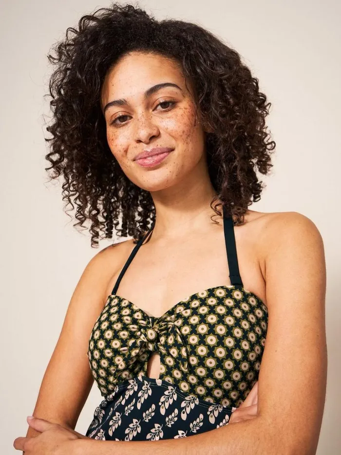 Women SWIMWEAR White Stuff Belle Bandeau Swimsuit Black Multi Women SWIMWEAR White Stuff Belle Bandeau Swimsuit Black Multi