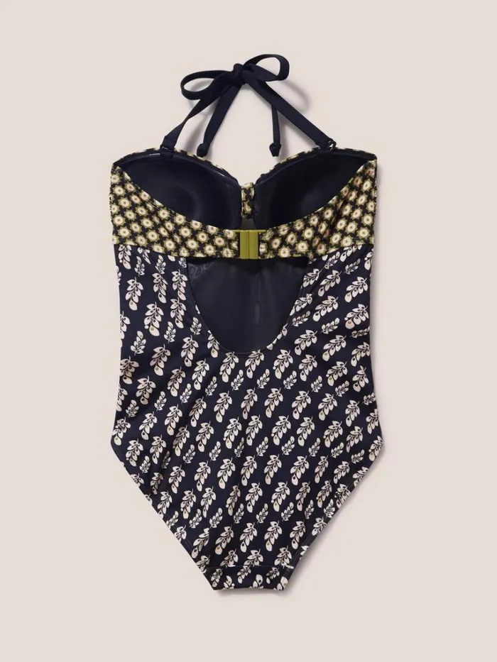 Women SWIMWEAR White Stuff Belle Bandeau Swimsuit Black Multi Women SWIMWEAR White Stuff Belle Bandeau Swimsuit Black Multi