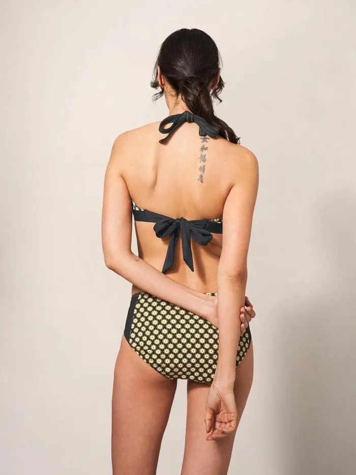 Women SWIMWEAR White Stuff Sunshine Reversible Bikini Top Black Multi