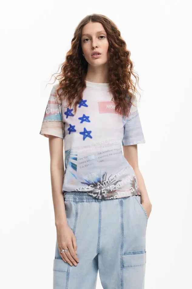 Women Tshirts Desigual American Magic Printed Tshirt