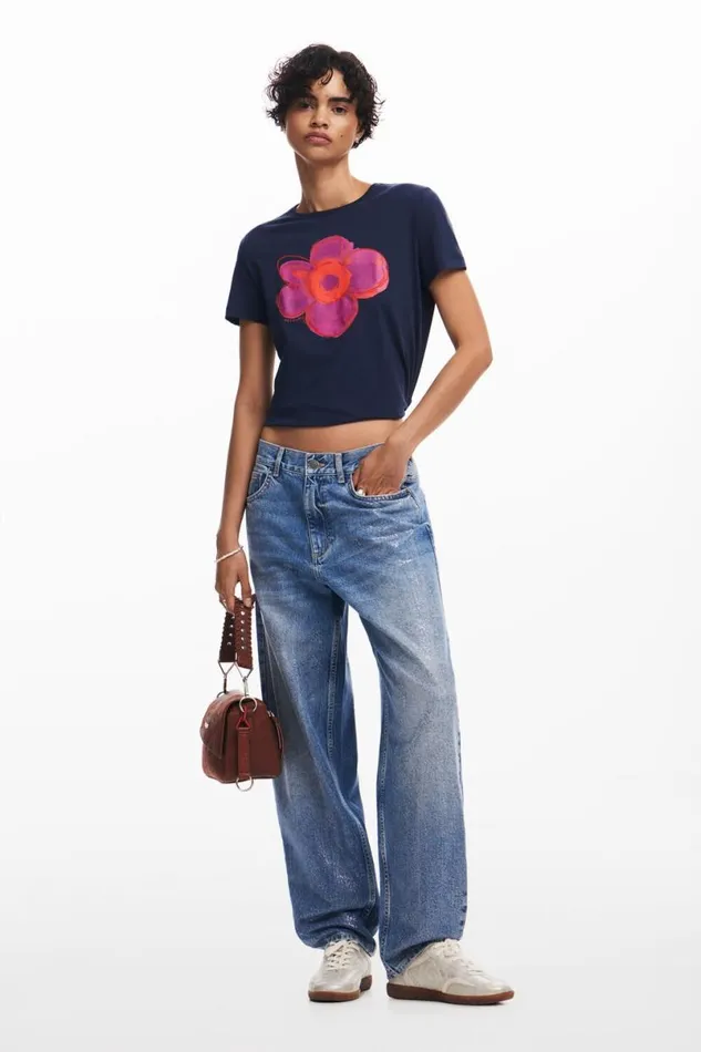Women Tshirts Desigual Flower Illustration Tshirt