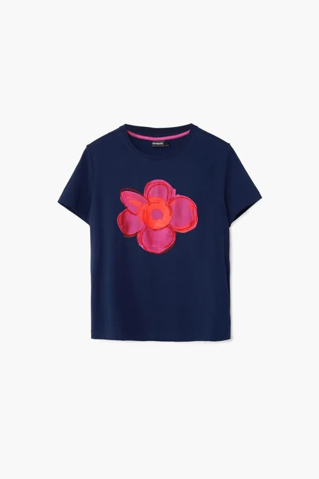 Women Tshirts Desigual Flower Illustration Tshirt