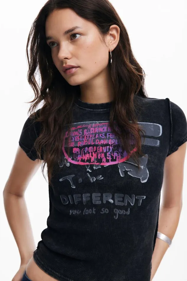 Women Tshirts Desigual Painted Shortsleeve Tshirt