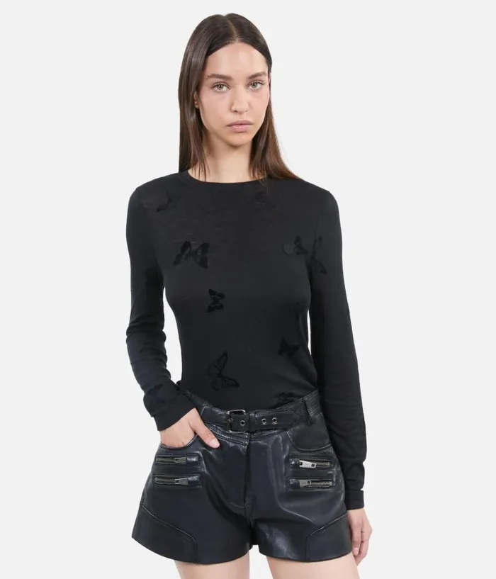 Women Tshirts THE KOOPLES Black Longsleeved Tshirt Women Tshirts THE KOOPLES Black Longsleeved Tshirt
