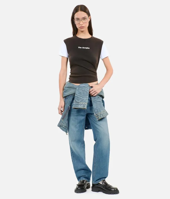 Women Tshirts THE KOOPLES Dark Brown Logo Tshirt Women Tshirts THE KOOPLES Dark Brown Logo Tshirt