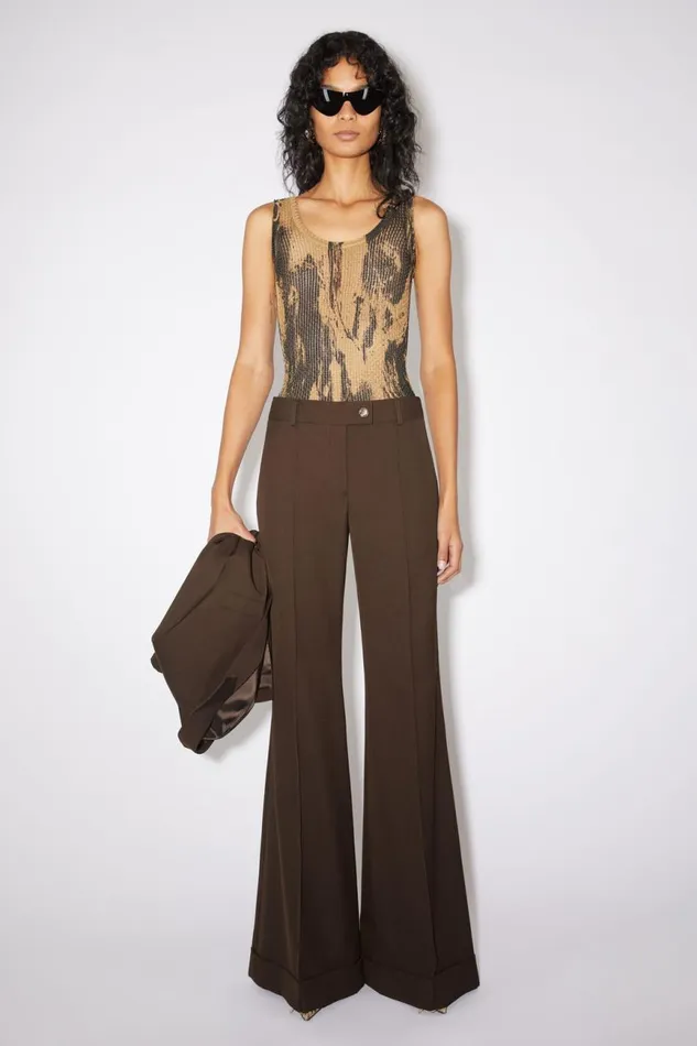 Women Tailored Flared Trousers Chestnut Brown Acne Studios Trousers