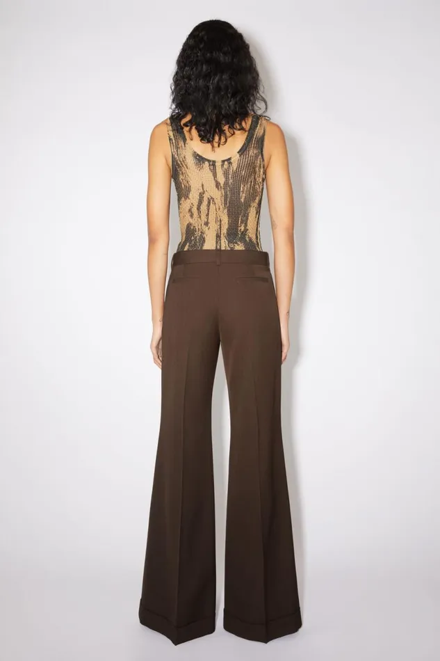 Women Tailored Flared Trousers Chestnut Brown Acne Studios Trousers