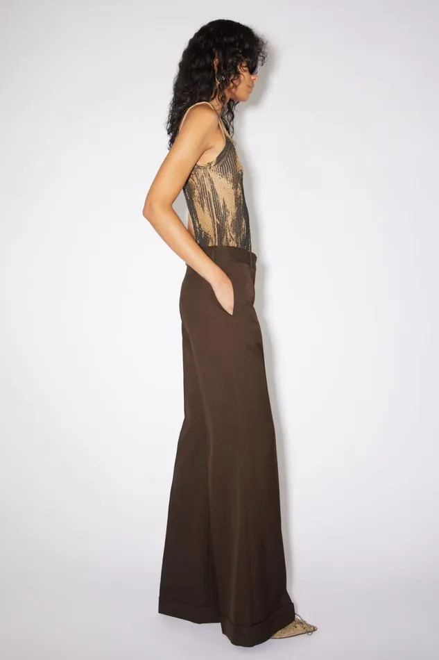 Women Tailored Flared Trousers Chestnut Brown Acne Studios Trousers