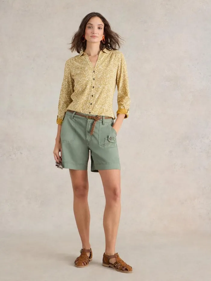 Women TOPS and TEES White Stuff ANNIE LONG SLEEVE PRINTED SHIRT Chartreuse Print