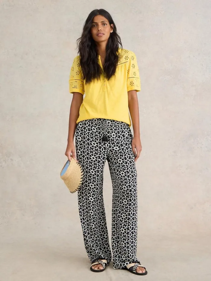 Women TOPS and TEES White Stuff BELLA BRODERIE MIX TOP Bright Yellow