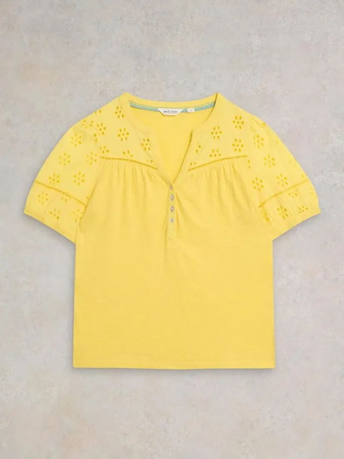 Women TOPS and TEES White Stuff BELLA BRODERIE MIX TOP Bright Yellow Women TOPS and TEES White Stuff BELLA BRODERIE MIX TOP Bright Yellow