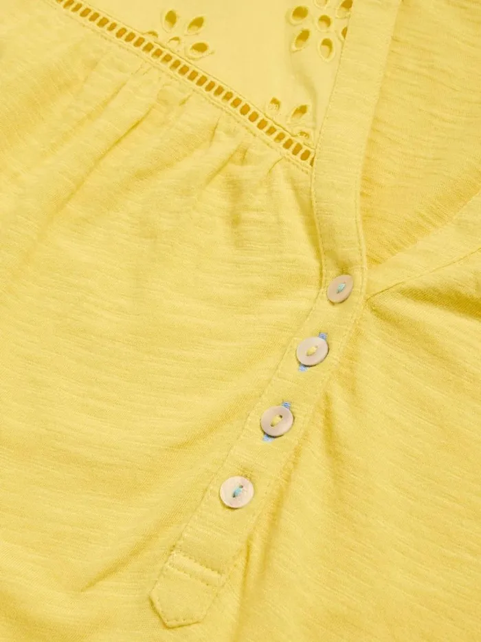 Women TOPS and TEES White Stuff BELLA BRODERIE MIX TOP Bright Yellow Women TOPS and TEES White Stuff BELLA BRODERIE MIX TOP Bright Yellow