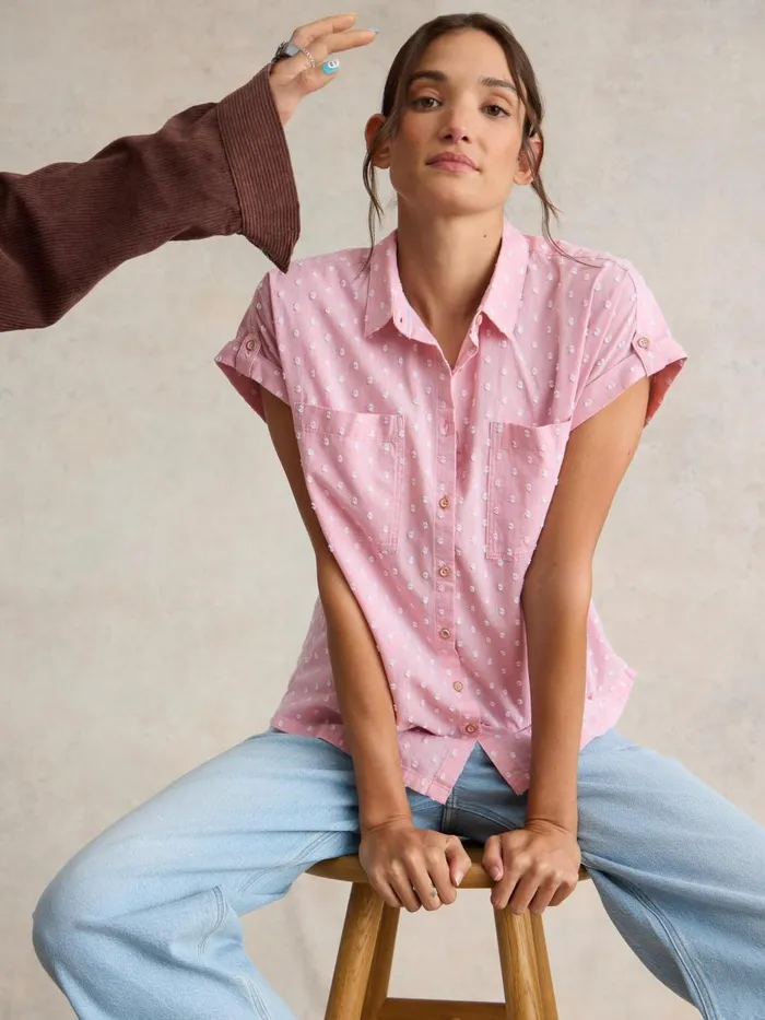 Women TOPS and TEES White Stuff Ellie Organic Cotton Shirt Pink Multi Women TOPS and TEES White Stuff Ellie Organic Cotton Shirt Pink Multi