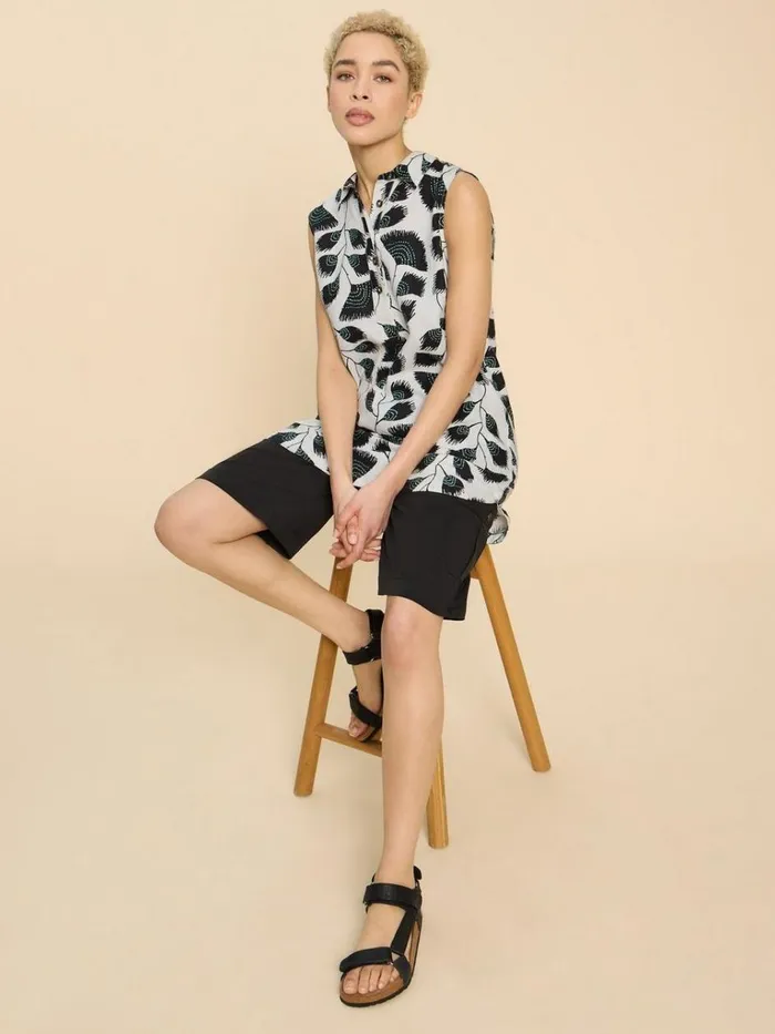 Women TOPS and TEES White Stuff Evelyn Sleeveless Linen Tunic Black Print Women TOPS and TEES White Stuff Evelyn Sleeveless Linen Tunic Black Print