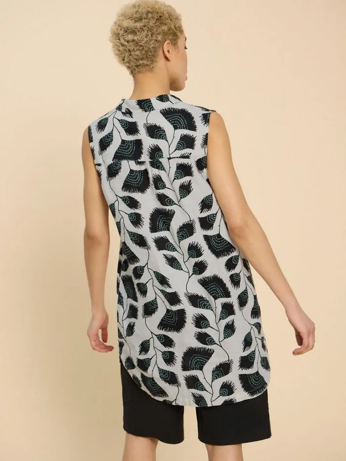 Women TOPS and TEES White Stuff Evelyn Sleeveless Linen Tunic Black Print Women TOPS and TEES White Stuff Evelyn Sleeveless Linen Tunic Black Print