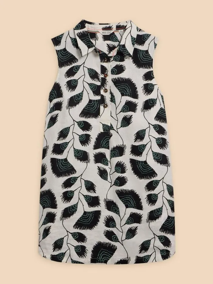 Women TOPS and TEES White Stuff Evelyn Sleeveless Linen Tunic Black Print Women TOPS and TEES White Stuff Evelyn Sleeveless Linen Tunic Black Print
