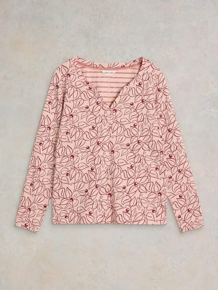 Women TOPS and TEES White Stuff NELLY LONG SLEEVE TEE Pink Print Women TOPS and TEES White Stuff NELLY LONG SLEEVE TEE Pink Print
