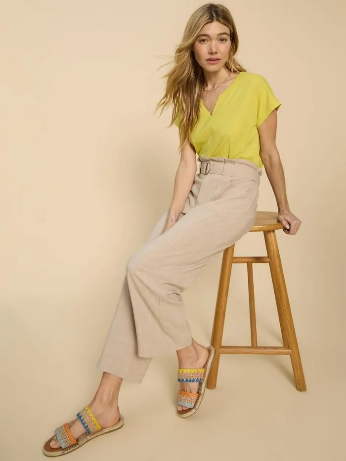 Women TOPS and TEES White Stuff NELLY NOTCH NECK COTTON TEE Bright Yellow