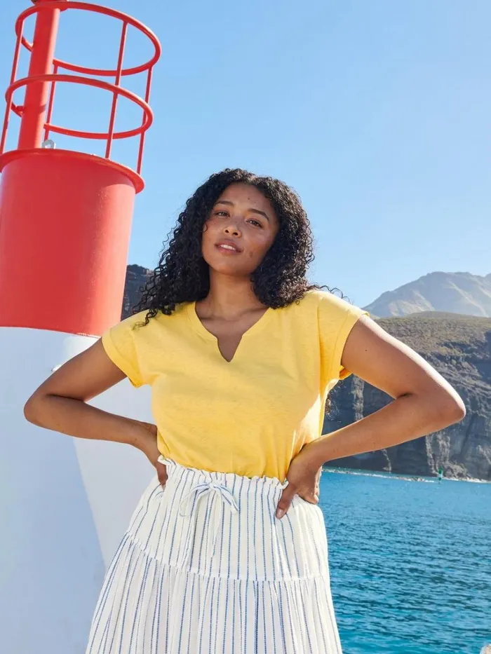 Women TOPS and TEES White Stuff NELLY NOTCH NECK COTTON TEE Bright Yellow Women TOPS and TEES White Stuff NELLY NOTCH NECK COTTON TEE Bright Yellow