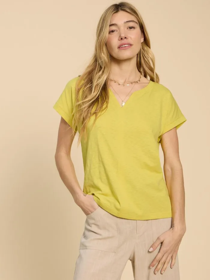 Women TOPS and TEES White Stuff NELLY NOTCH NECK COTTON TEE Bright Yellow Women TOPS and TEES White Stuff NELLY NOTCH NECK COTTON TEE Bright Yellow